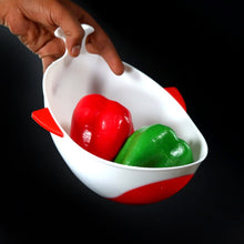 Plastic bowl with strainer for washing rice, pulses, and vegetables