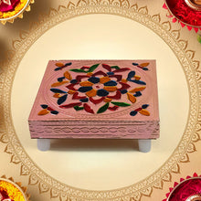 1 Pc Meenakari Wooden Chowki & Bajot Set: For Home & Office Puja (Multicolor)