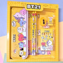 Metal pencil box and stationery set for kids, includes sharpener and erasers