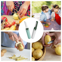 Multifunctional peeler Two in one fruit knife, fruit and vegetable cutting knife+sawtooth peeler, apple, carrot, potato, fruit slice antiskid