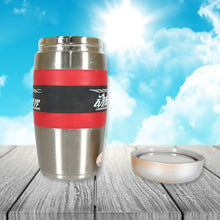 Double-walled steel cup, 400ml, with rubber handle