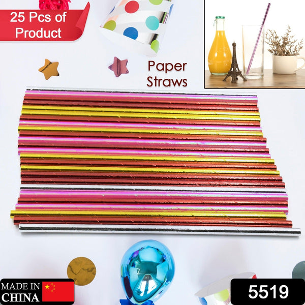 Home Paper Straws Durable & Eco-Friendly Colorful - Drinking Straws & Party Decoration Supplies, Adorable Solid Color Food Grade Paper Straws for Birthday, Wedding, Baby Shower Celebration (25 Pcs Set)