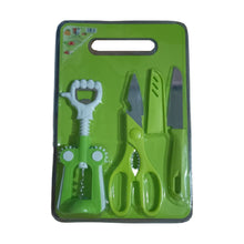 Stainless steel knife and scissor with plastic chopping board