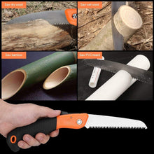 Folding saw for cutting wood and shrubs.