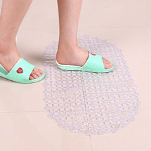 Anti-slip rubber bath mat for bathtubs and showers, machine washable.