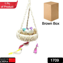 Artificial jute bird's nest, hanging decor with brown box