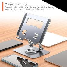 Aluminum Alloy 360°Rotating Bracket, Adjustable Tablet Stand, Portable Foldable Ergonomic Tablet Support