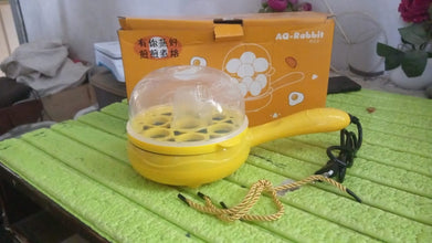 Multi functional Electric 2 in 1 Egg Frying Pan with Egg Boiler Machine Measuring Cup with Handle